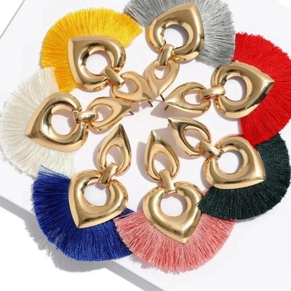 NWT Gold & Yellow Tassel Earrings - Picture 3 of 3